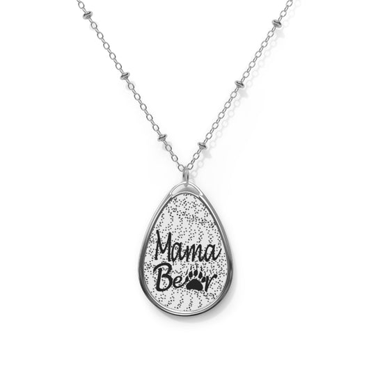 Mama Bear Prints Oval Necklace