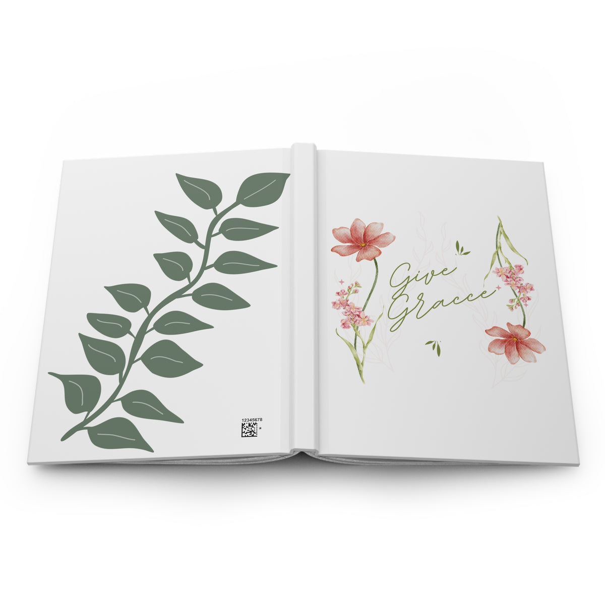 Give Grace Floral Hardcover Journal — Lined Matte Notebook for Prayer, Gratitude & Daily Reflection