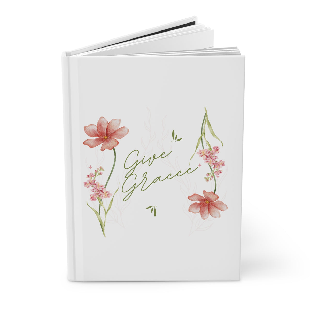 Give Grace Floral Hardcover Journal — Lined Matte Notebook for Prayer, Gratitude & Daily Reflection