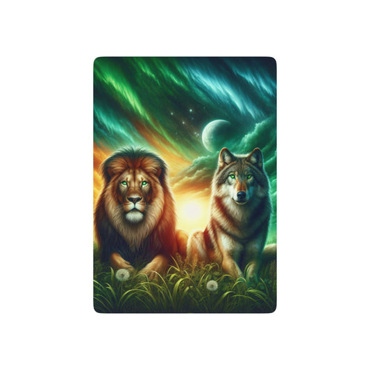 Wildlife Playing Cards Set - Lion & Wolf Design, Perfect for Game Nights & Parties